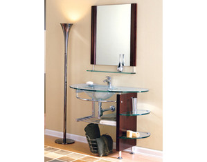 Decolav Wood Console Lavatory with Tempered Glass Top and Shelves - Fast FREE FedEx Shipping!
