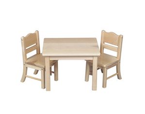 Guidecraft Doll Table and Chair Set - Natural Doll House Accessory