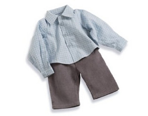 Lee Middleton Boy Blue Plaid Shirt and Gray Corduroy Pant - Fast FREE FedEx Shipping!