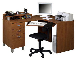 Nexera Brown Maple Corner Computer Workstation and Hutch (01/23/2008) - Fast FREE FedEx Shipping!