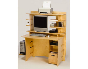 Legare Natural Straight Computer Desk with Hutch - Fast FREE FedEx Shipping!