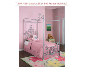 Powell Princess Rebecca Sparkle Silver Canopy Bed - Includes Bed Frame! - FREE Inside Delivery!