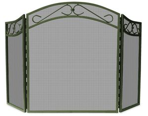 UniFlame 3 FOLD BRONZE WROUGHT IRON ARCH TOP SCREEN W/ SCROLLS