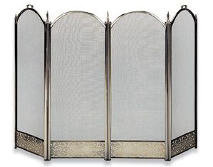 UniFlame 4 FOLD ANTIQUE BRASS  SCREEN W/ DECORATIVE FILIGREE