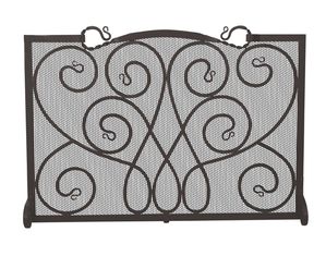 UniFlame SINGLE PANEL BLACK WROUGHT IRON ORNATE SCREEN