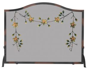 UniFlame SINGLE PANEL BURNISHED BRONZE SCREEN W/ DECORATIVE FLOWERS
