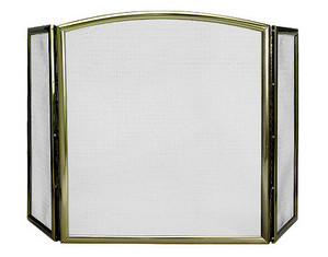 UniFlame 3 Fold Antique Brass Extruded Aluminum Fireplace Screen with Arch Top - Fast FREE FedEx Shipping!