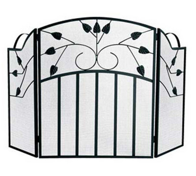 UniFlame_3_Fold_Black_Wrought_Iron_Fireplace_Screen_with_Bars_and_Leaves_Fireplace_Screen.jpg