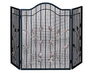 UniFlame 3 Fold Black Wrought Iron Gate Fireplace Screen - Fast FREE FedEx Shipping!