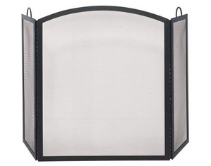 UniFlame 3 Fold Black Wrought Iron Medium Fireplace Screen