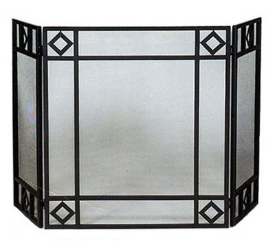 UniFlame_3_Fold_Black_Wrought_Iron_Screen_with_Diamond_Design_Fireplace_Screen.jpg