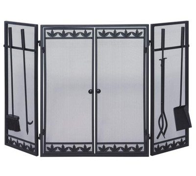 UniFlame_3_Fold_Black_Wrought_Iron_Screen_with_Doors_and_Tools_Fireplace_Screen.jpg