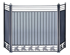 UniFlame 3 Fold Brushed Nickel and Black Square Fireplace Screen with Leaves - Fast FREE FedEx Shipping!