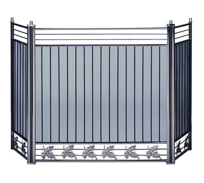UniFlame_3_Fold_Brushed_Nickel_and_Black_Square_Screen_with_Leaves_Fireplace_Screen.jpg