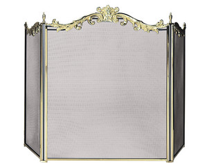 UniFlame 3 Fold Cast Solid Brass Fireplace Screen