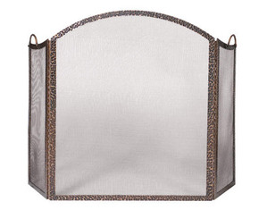 UniFlame 3 Fold Hammered Antique Copper Fireplace Screen - Fast FREE FedEx Shipping!