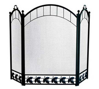 UniFlame_3_Fold_Large_Diameter_Black_Screen_with_Leaves_and_Bars_Fireplace_Screen.jpg