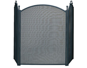 UniFlame 3 Fold Large Diameter Black Fireplace Screen with Woven Mesh (DISCO: 10/26/2007)