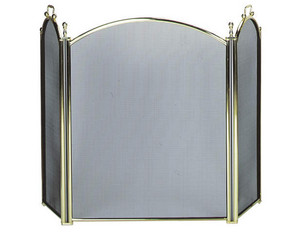 UniFlame 3 Fold Large Diameter Polished Brass Fireplace Screen with Woven Mesh (NO ETA)