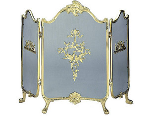 UniFlame 3 Fold Ornate Fully Cast Solid Brass Fireplace Screen