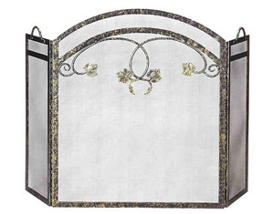 UniFlame 3 Fold Fireplace Screen with Top Leaf Design - Fast FREE FedEx Shipping!