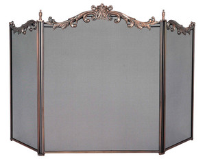 UniFlame 3 Panel Antique Copper Cast Solid Brass Fireplace Screen - Fast FREE FedEx Shipping!