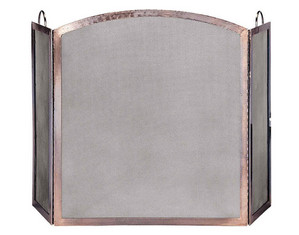UniFlame 3 Panel Antique Copper Fireplace Screen with Arched Center Panel