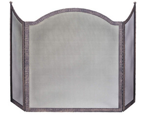 UniFlame 3 Panel Antique Rust Wrought Iron Fireplace Screen with Textured Finish - Fast FREE FedEx Shipping!