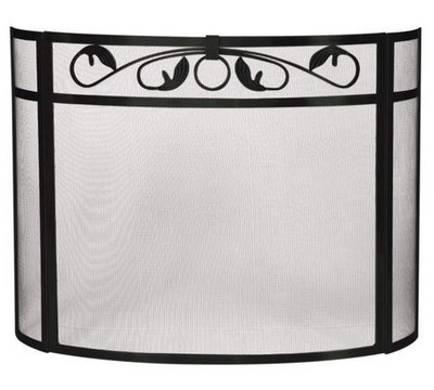 UniFlame_3_Panel_Black_Wrought_Iron_Bow_Screen_with_Top_Scroll_Design_Fireplace_Screen.jpg