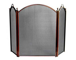 UniFlame 3 Panel Satin Copper Large Diameter Folding Fireplace Screen - Fast FREE FedEx Shipping!