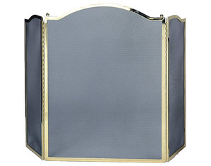 UniFlame 34 inch 3 Fold Polished Brass Fireplace Screen with Center Arch