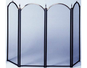 UniFlame 4 Fold Antique Brass and Black (NO ETA) Fireplace Screen