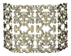 UniFlame 4 Fold Antique Gold Cast Aluminum Fireplace Screen - Fast FREE FedEx Shipping!