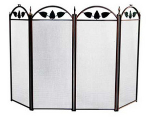 UniFlame 4 Fold Satin Copper Fireplace Screen with Black Leaves - Fast FREE FedEx Shipping!
