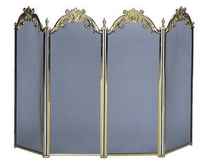 UniFlame 4 Panel Cast Solid Brass Fireplace Screen