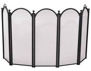 UniFlame 5 Fold Black Large Diameter Fireplace Screen