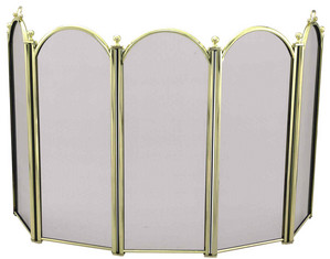 UniFlame 5 Fold Polished Brass Large Diameter (NO ETA) Fireplace Screen - Fast FREE FedEx Shipping!