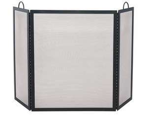 UniFlame S-1505 3 Fold Black Wrought Iron Arch Top Medium Fireplace Screen