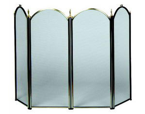 UniFlame S41010AB 4 Fold Antique Brass Fireplace Screen
