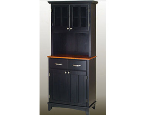 Home Styles Furniture Buffet with Cottage Oak Top and 2-Glass Door Hutch