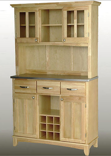 Home Styles Large Buffet with Stainless Steel Top and 2-Glass Door Hutch image