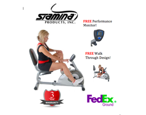 Stamina Magnetic Resistance 1350 Recumbent Bike - with Performance Monitor