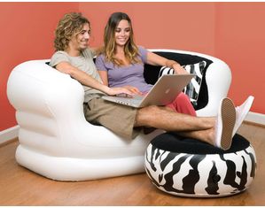 Pure Comfort Zebra Inflatable Love Seat & Ottoman
