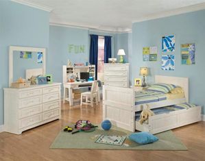 American Woodcrafters Casual Wood Weathered White 4/6 Captains Bed
