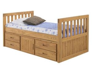 American Woodcrafters Kid's Scene 4/6 Captain's Bed with Storage Pedestal
