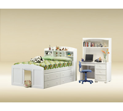 Bed in White Finish (ITEM NO LONGER OFFERED WITH DRAWERS)