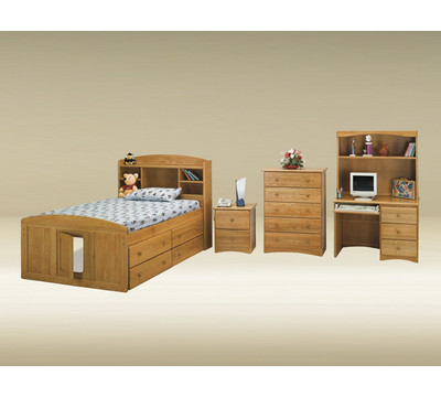 Bed in Oak Finish (ITEM NO LONGER OFFERED WITH DRAWERS)