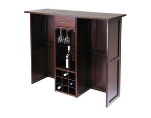 Winsome Newport Wine Bar Expandable Counter Wine Cabinet