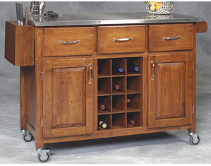 Linon Home Decor Products Stainless Steel Top Work Island Wine Cart