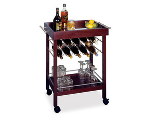 Winsome Wine Rack with Bar Cart and Mirror Top